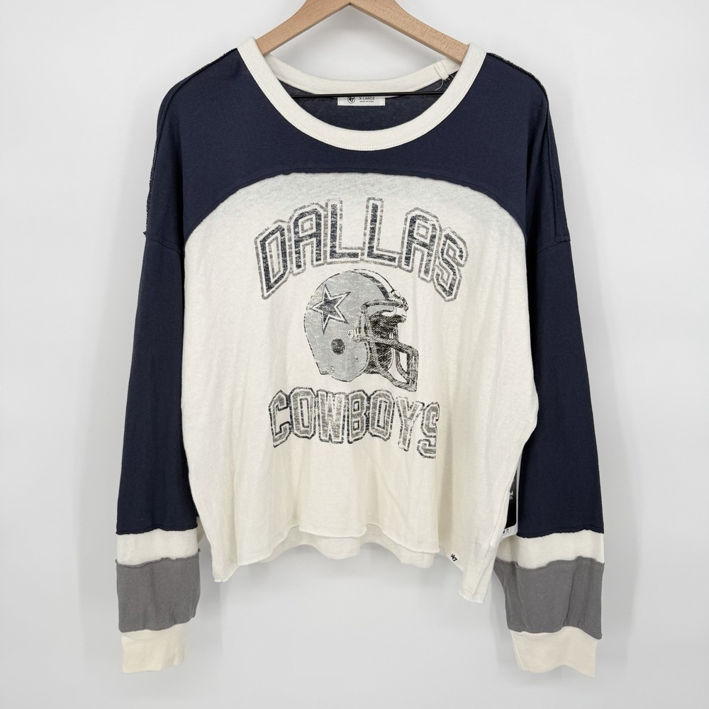'47 XL Dallas Cowboys NFL Vintage Inspired Long Sleeve‎ Raglan Graphic Tee Shirt
